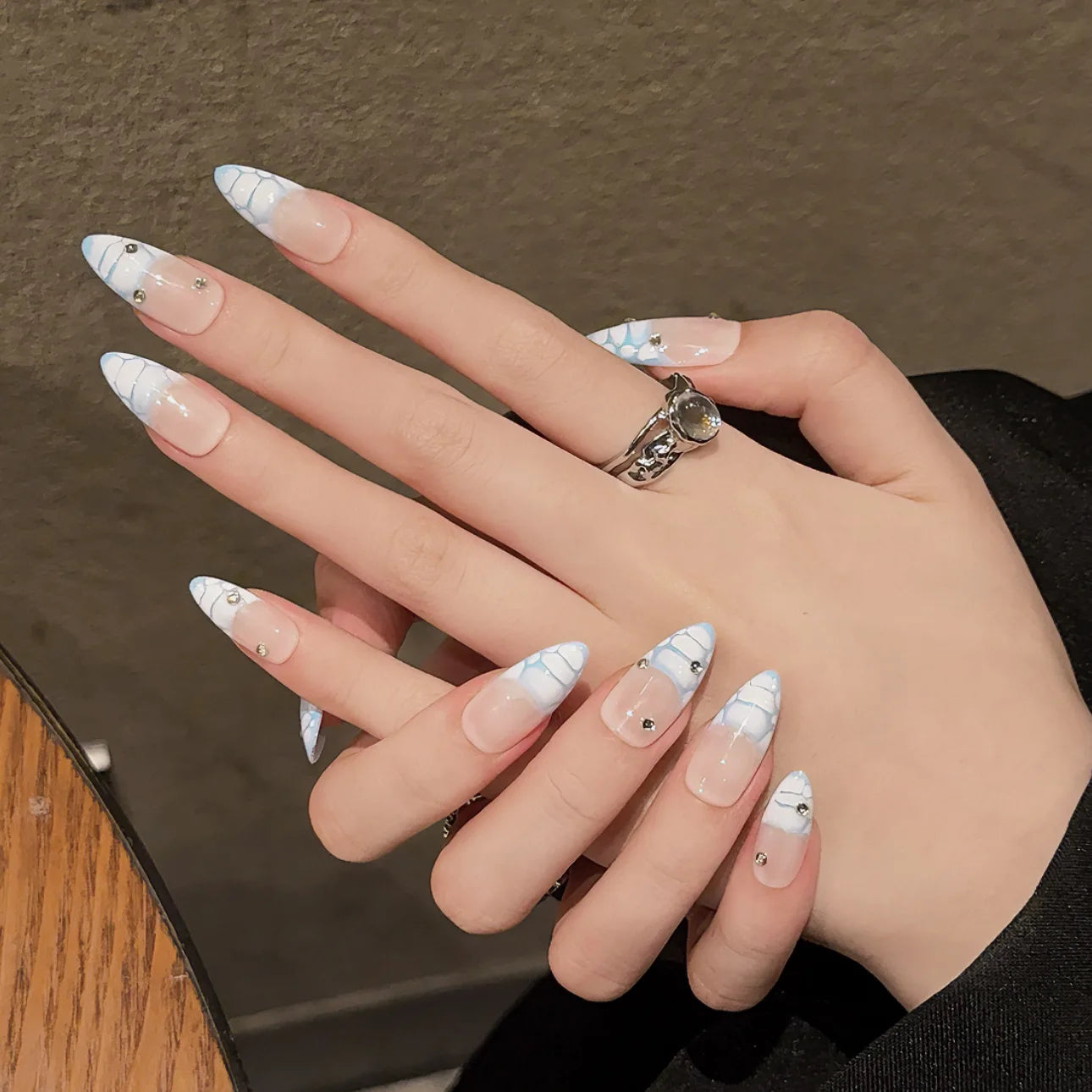 Handmade Press on Nails Crocodile Pattern Spice Girls Fake Nails for Women Girl Wearable Sweet Cool Short Almond False Nail Tips Peaceful Pleasures Health and Wellness