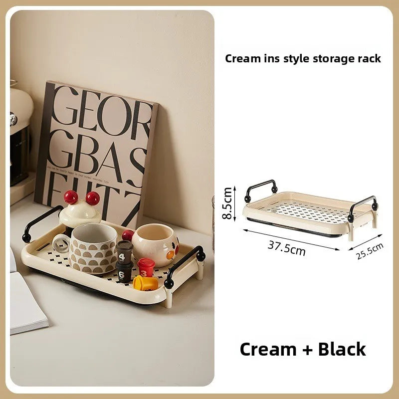 Cup Holder Organizer Desktop Water Cup Storage Rack Cream Style Kitchen Shelf Peaceful Pleasures Health and Wellness Black 1 Layer