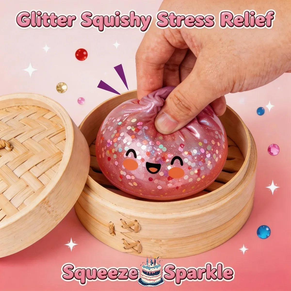 Crystal Bun Squeeze Toy – Slow Rising Squishy Fidget Kawaii