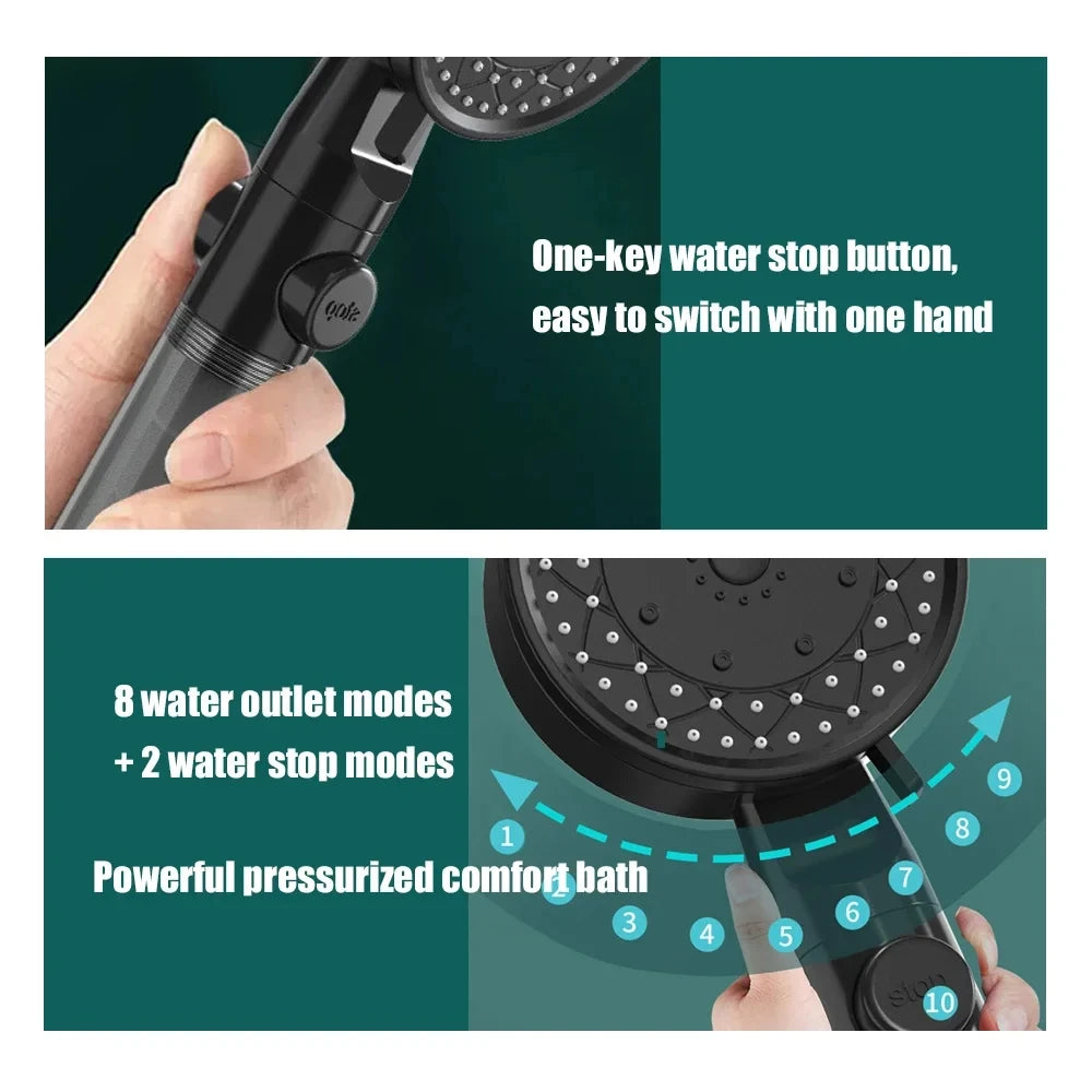 11-Piece Pressurized Handheld Shower Head Set | Water Saving