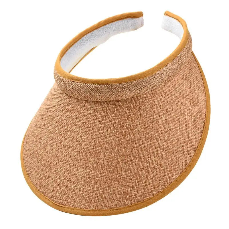 Women's Straw Sun Visor Hat – UV Protection Adjustable Beach Cap