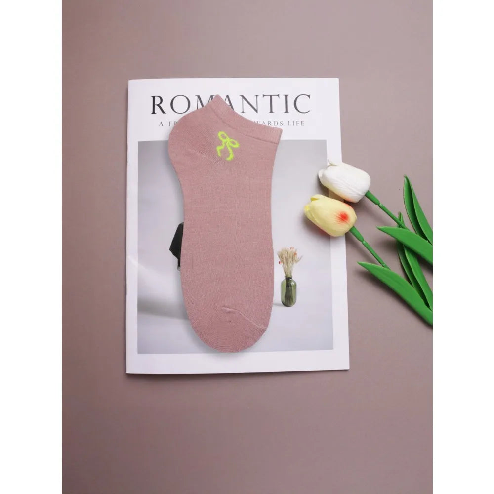 Korean Bowknot Ankle Socks – Candy Color Cute Women's Socks