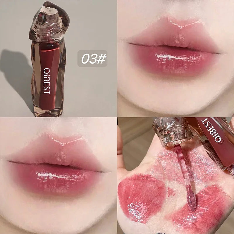 QIBEST 4 Colors Mirror Water Lip Gloss Cosmetics Long Lasting Liquid Lipstick Moisturizing Lip Tint Lip Glaze Korean Makeup Peaceful Pleasures Health and Wellness 03