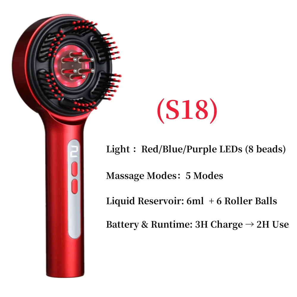 Hair Care Massage Comb EMS Micro-current Head Massager 660 Infrared Red Light Anti Hair Loss Hairbrush Scalp Oil Applicator Peaceful Pleasures Health and Wellness TYPE 2-5 Gears