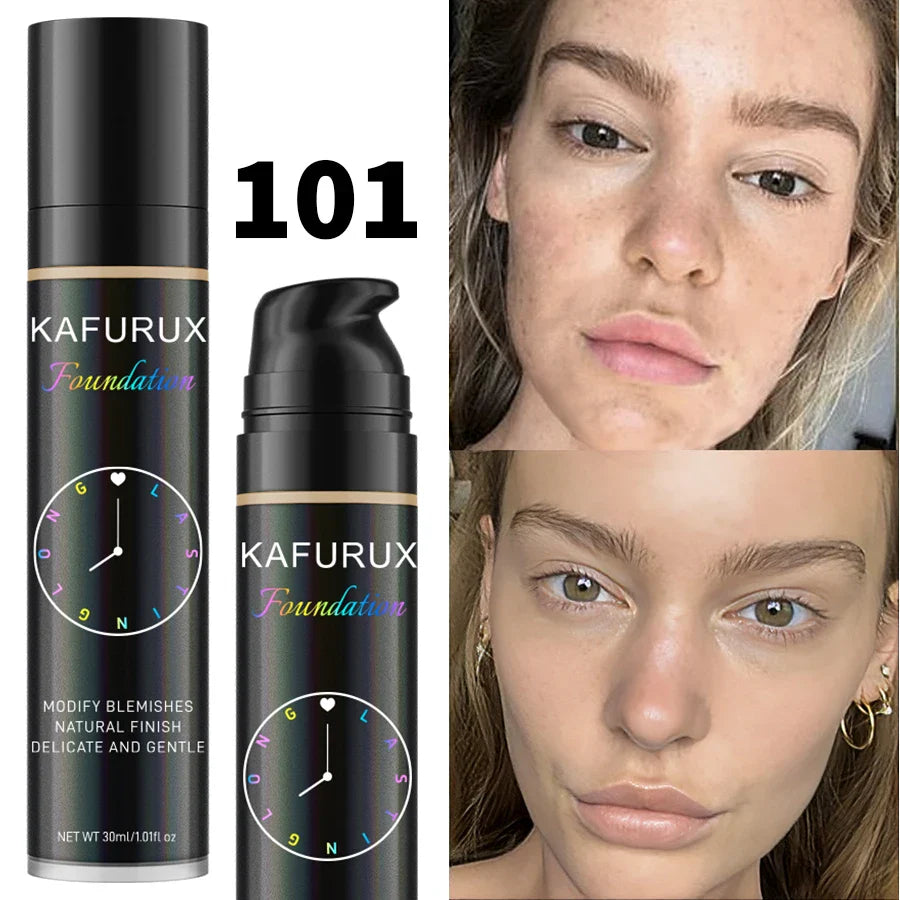 KAFURUX 8-Shade Liquid Foundation – Waterproof Full Coverage