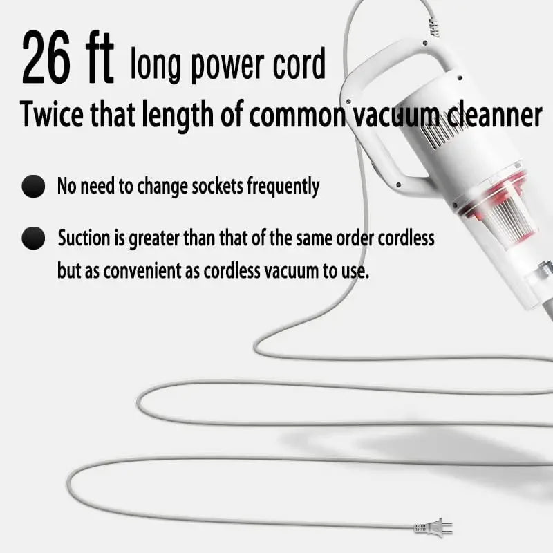 26ft Corded Stick Vacuum Cleaner for Pet Hair, Hardwood Floors, Cat Litter - Lightweight & Powerful Peaceful Pleasures Health and Wellness