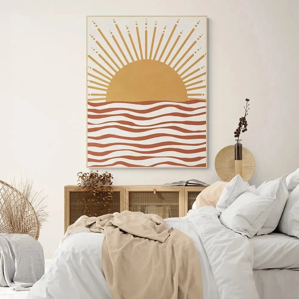 Burnt Orange Boho Abstract Canvas Wall Art | Terracotta Print Canvas Wall Art Print Peaceful Pleasures Health and Wellness