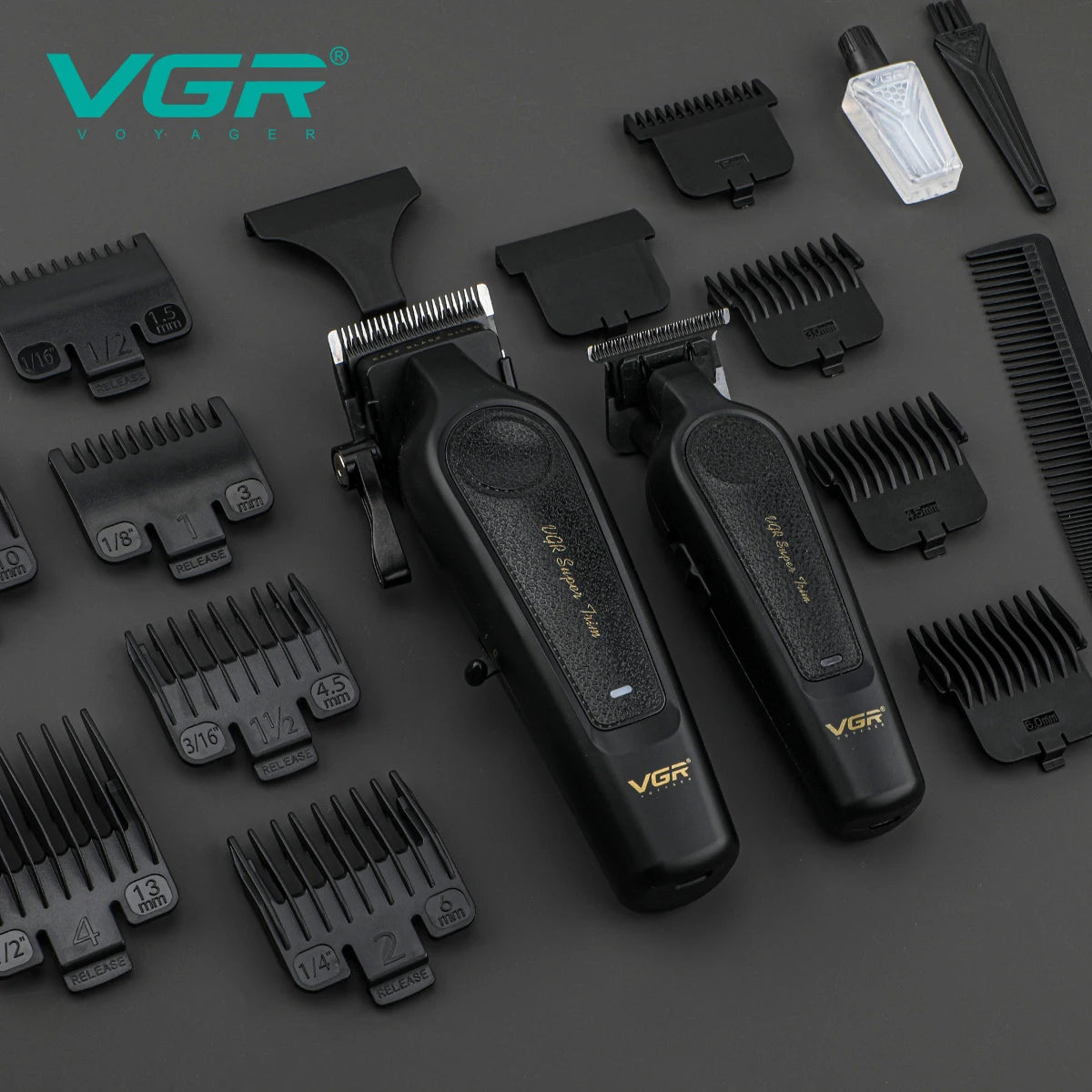 VGR Electric Hair Clipper 2-piece Set Men's Oil Head Carving Electric Push Leather Metal Body Powerful Power Machine V-197&995 Peaceful Pleasures Health and Wellness