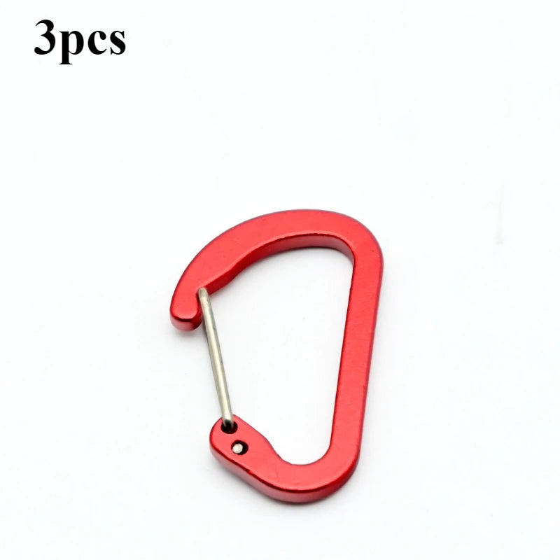 3-Pack D-Ring Carabiner Clips | Aluminum Keychain Buckle Set Carabiner Clip Set Peaceful Pleasures Health and Wellness red-3pcs