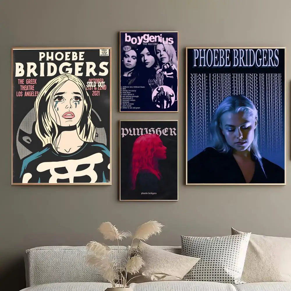 Phoebe Bridgers Poster – HD Waterproof Self-Adhesive Wall Art Music Wall Poster Peaceful Pleasures Health and Wellness