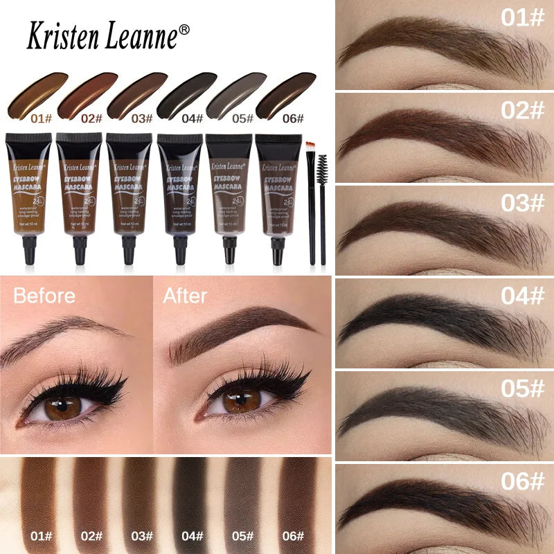 Waterproof Eyebrow Tint Gel Cream – 6 Colors with Brush