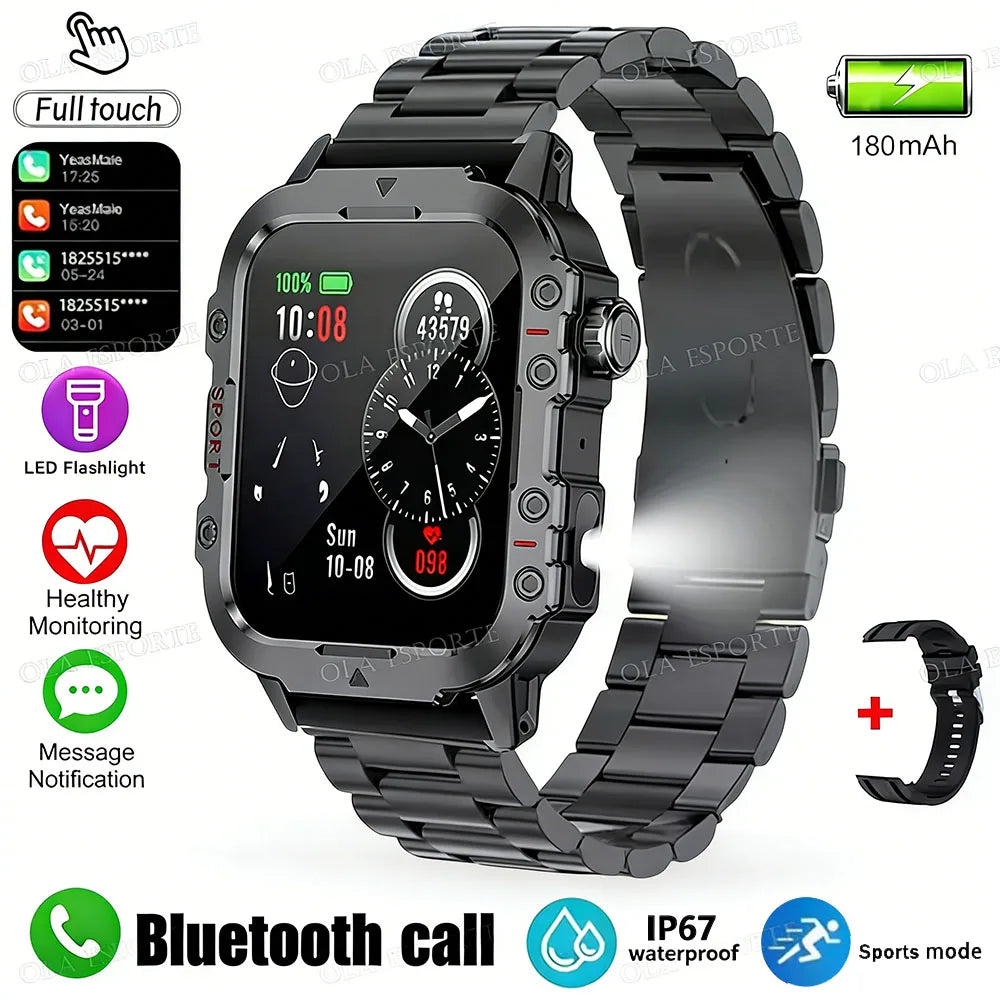 Military Sports Smartwatch | Flashlight, Calls, 3ATM Waterproof