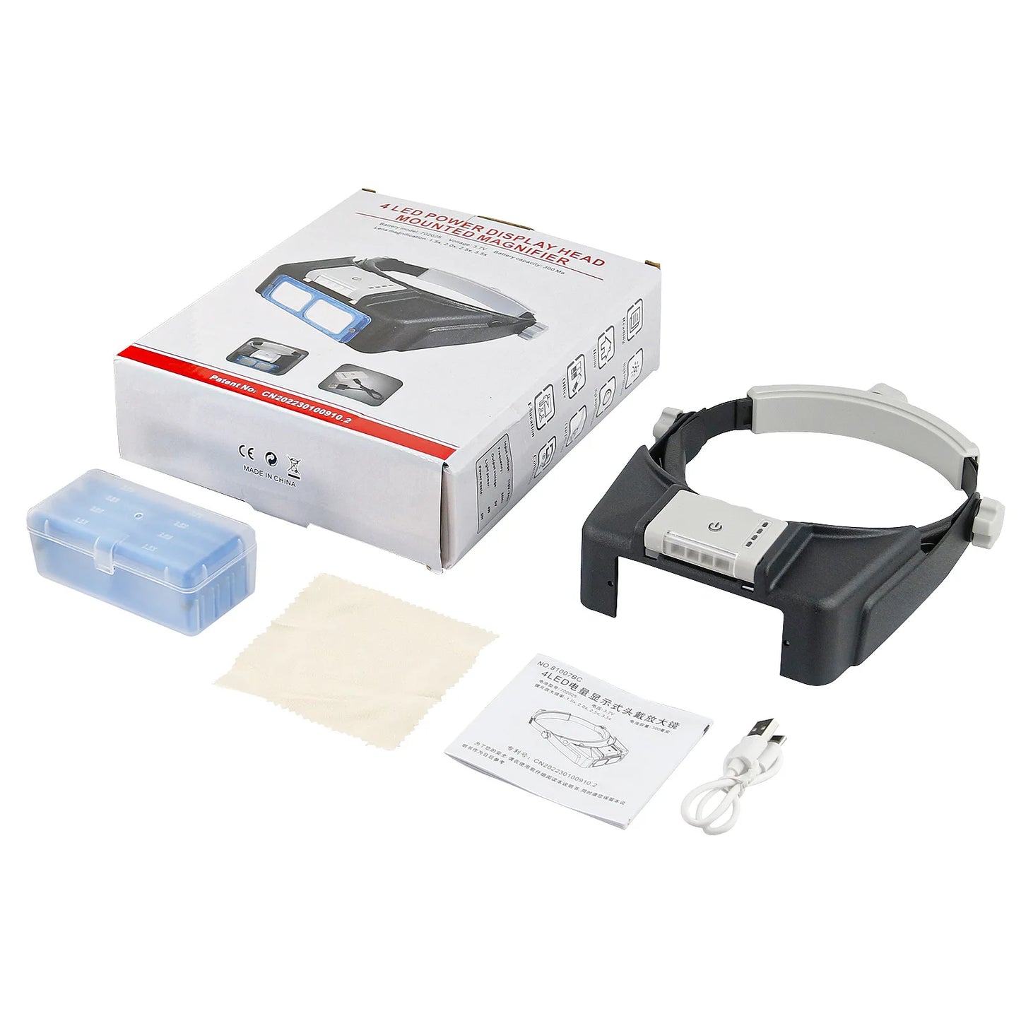 Head Mount Magnifier Glasses with 4 LED Light Hands Free Magnifier 1.5X 2X 2.5X 3.5X Loupe Lluminated Magnifier for Reading Peaceful Pleasures Health and Wellness