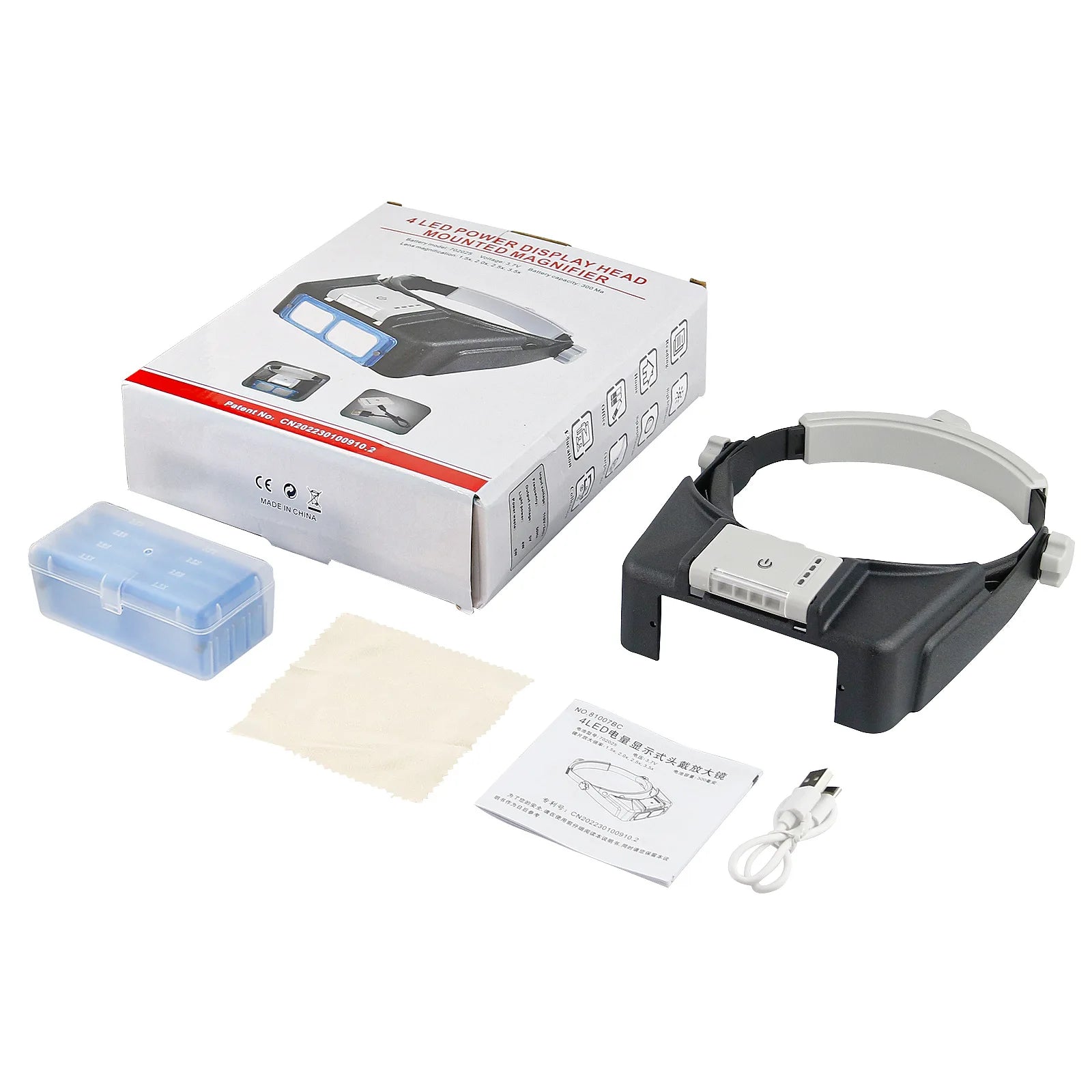 Head Mount Magnifier Glasses with 4 LED Light Hands Free Magnifier 1.5X 2X 2.5X 3.5X Loupe Lluminated Magnifier for Reading Peaceful Pleasures Health and Wellness