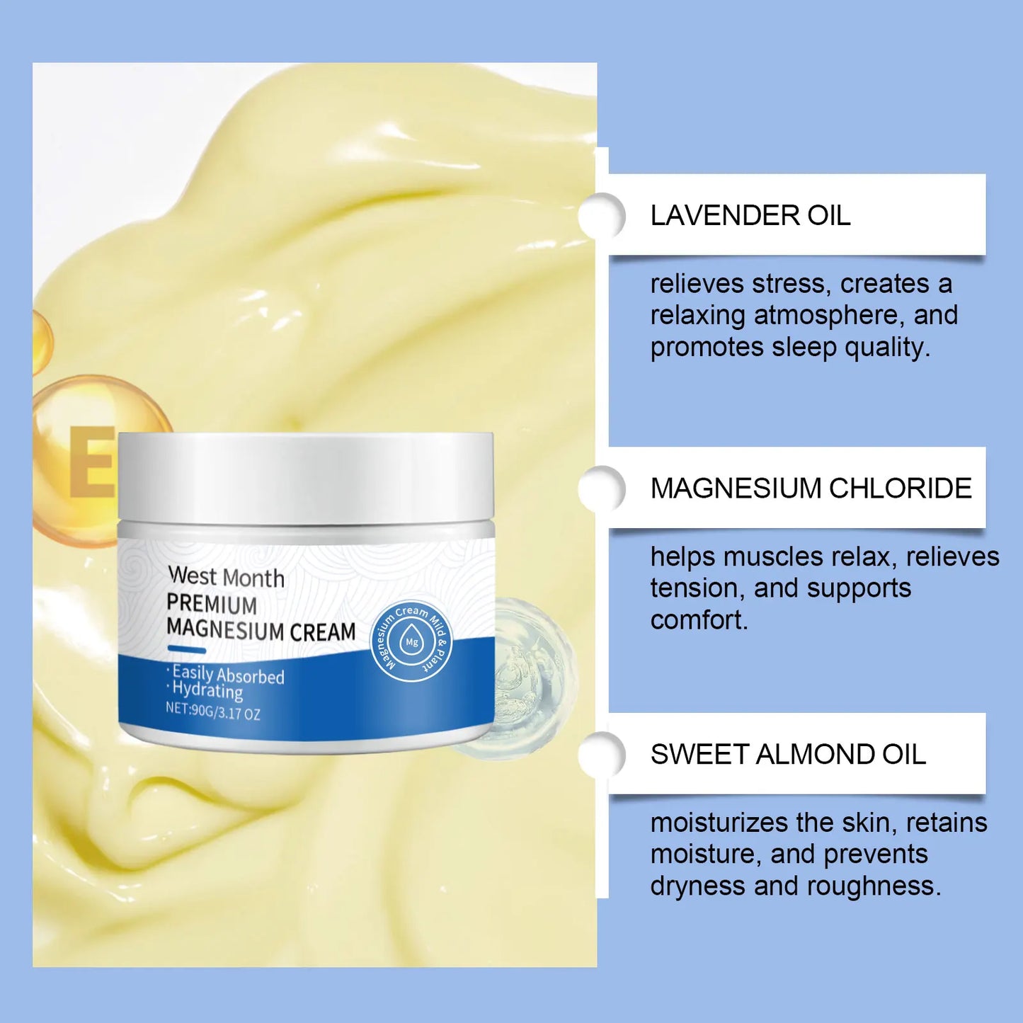Magnesium Body Cream – Lavender Sleep Lotion 3.17 oz Magnesium Body Cream Peaceful Pleasures Health and Wellness