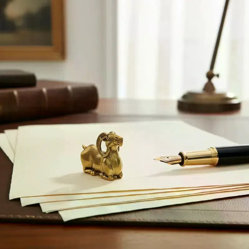 Brass Goat Figurine – Miniature Animal Tabletop Décor