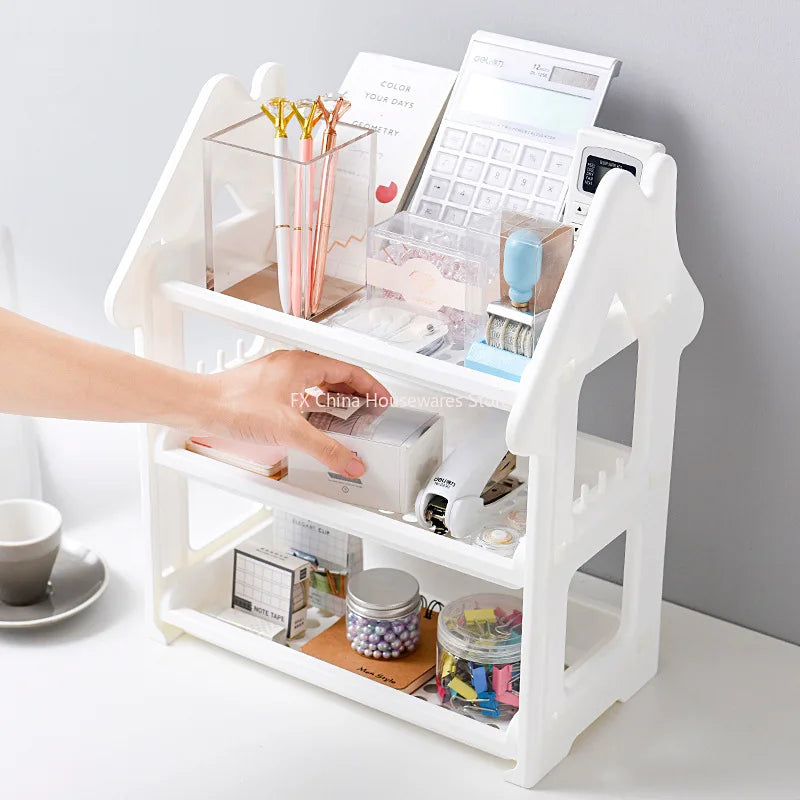Small House Style 2/3 Layer Kitchen Spice Rack Organizer Plastic Condiment Bottle Shelf for Counter/Bathroom/Desktop Peaceful Pleasures Health and Wellness