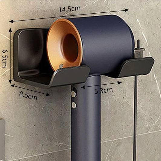 Wall-Mounted Hair Dryer Holder & Bathroom Organizer Hair Dryer Holder Oasis Select A-Black-3pcs