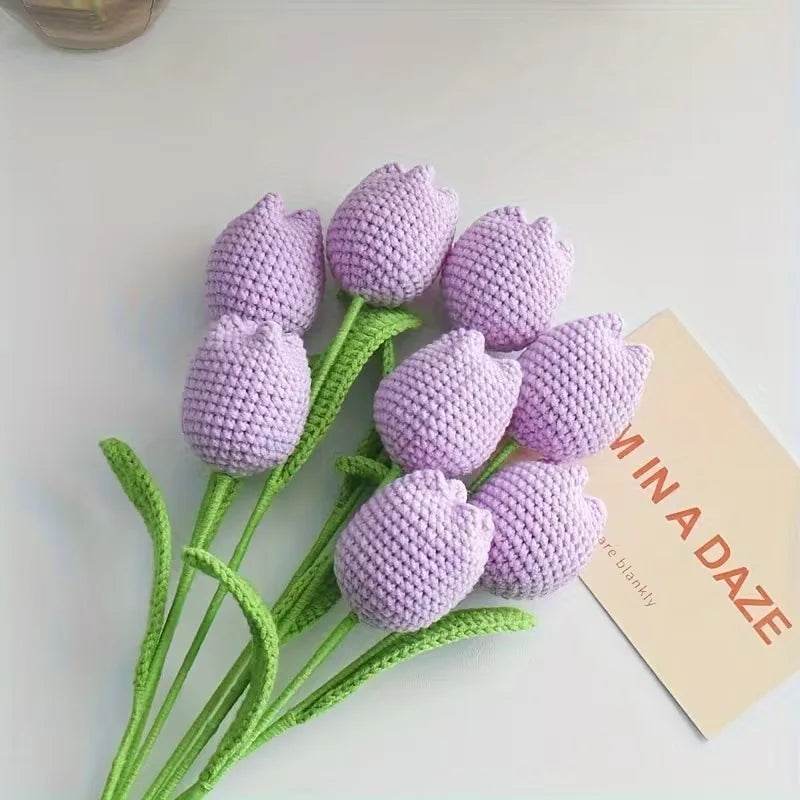 Handmade Crochet Tulip Bouquet | Artificial Flower Gift & Decor