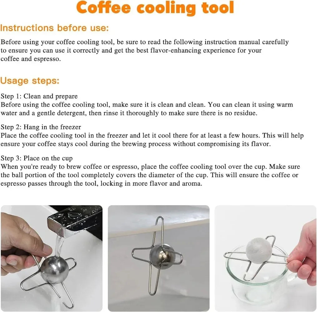 Stainless Steel Coffee Frozen Ball Reusable Cooling Coffee Tool Espresso Ice Hockey Whiskey Cocktail Cooler Retain Fragrance Peaceful Pleasures Health and Wellness