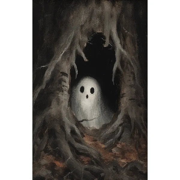 Vintage Spooky Halloween Prints Poster Dark Ghost Pumpkin Autumn Canvas Painting Moody Wall Art Gallery Living Room Home Deco Peaceful Pleasures Health and Wellness
