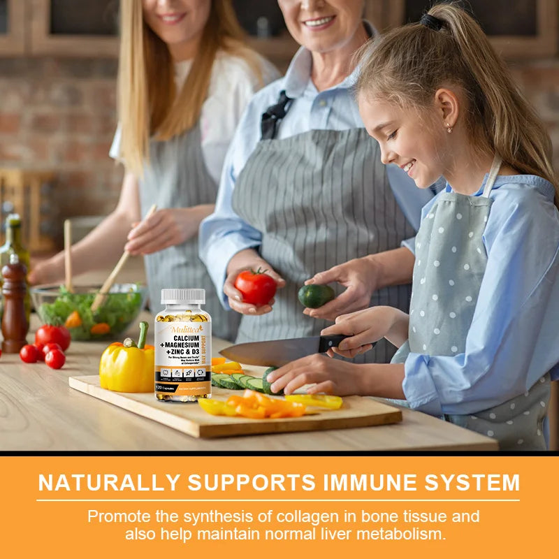 Calcium Magnesium Zinc + Vitamin D3 Capsules – Bones, Nerves & Immunity | 120 Count Peaceful Pleasures Health and Wellness