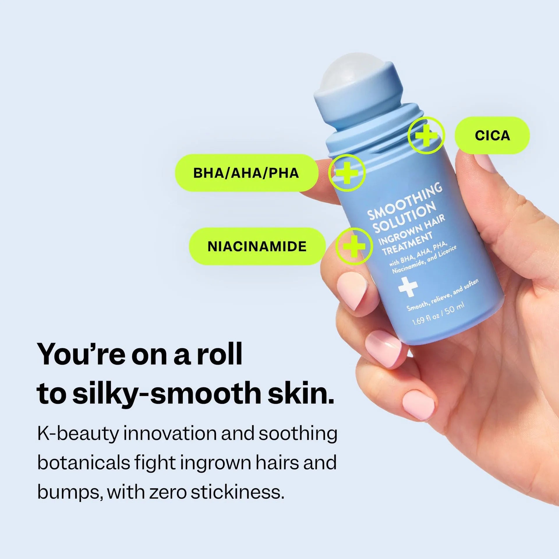 Smoothing Solution Hair Treatment (1.69 oz) - Smooth, Relieve, Soften Skin - 360 Roller - BHA, AHA, PHA, Niacinamide, Vegan Peaceful Pleasures Health and Wellness