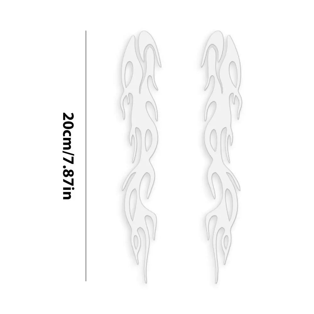 Reflective Flame Motorcycle Stickers – Waterproof PVC Decals Vehicle Decals Peaceful Pleasures Health and Wellness White