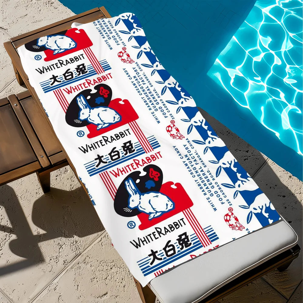 Cute Rabbit Quick-Dry Beach Towel | Soft Microfiber Pool Towel Quick-Dry Beach Towel Peaceful Pleasures Health and Wellness z4 STJ150x180CM