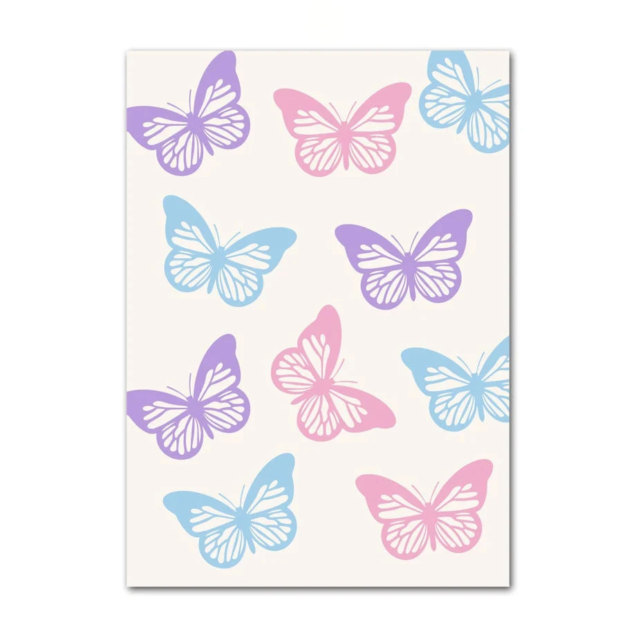 Abstract Danish Pastel Canvas Wall Art | Purple Smiley Flower