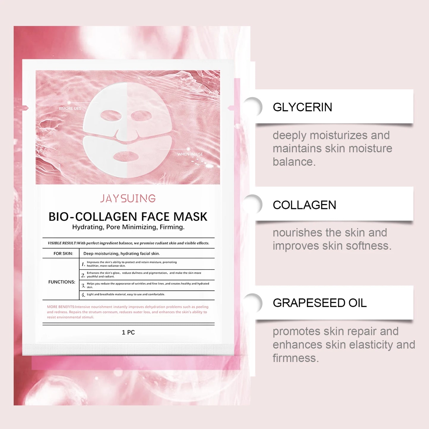 Jaysuing Collagen Sheet Mask – Deep Hydration & Firming