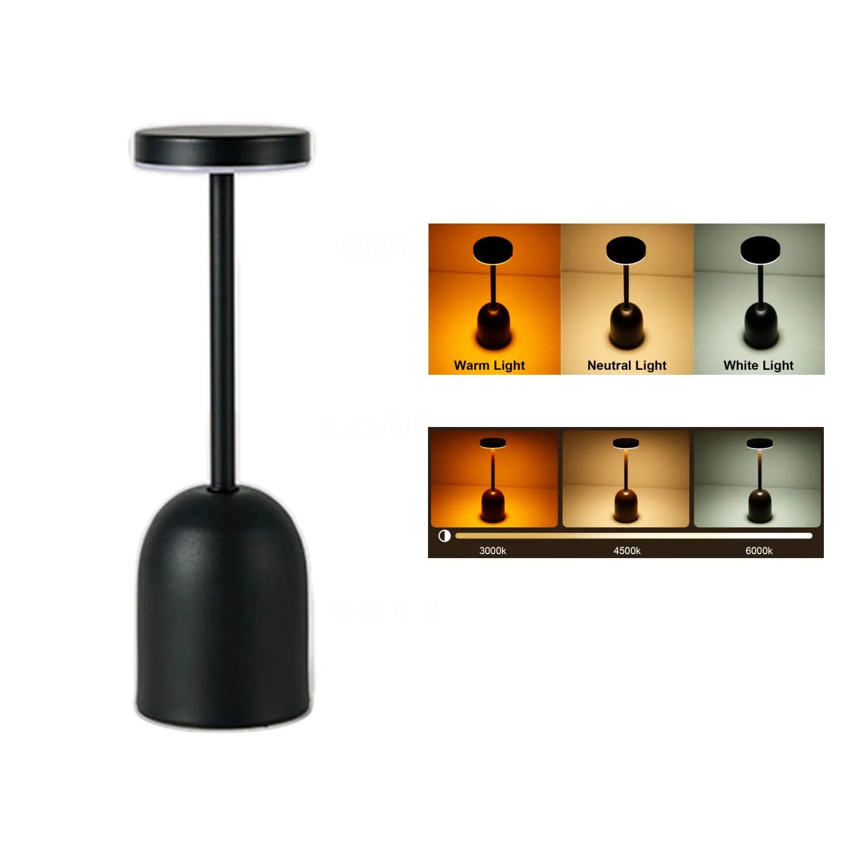 Dimming LED Night Light Living Room Bedroom Bedside Desktop Desk Lamp Rechargeable Tri-color dimming Wine Cup Table Lamps Peaceful Pleasures Health and Wellness Black 0-5W