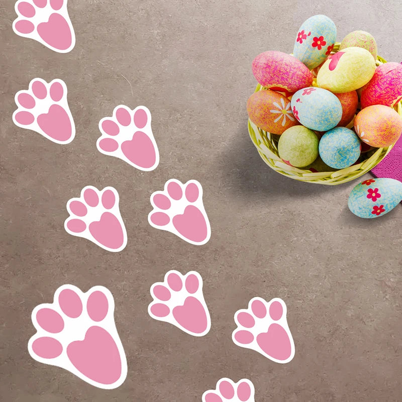 Easter Bunny Paw Print Floor Clings Decals Easter Floor Stickers Pink Bunny Paw Prints Floor Decals For Easter Floor Decoration Peaceful Pleasures Health and Wellness