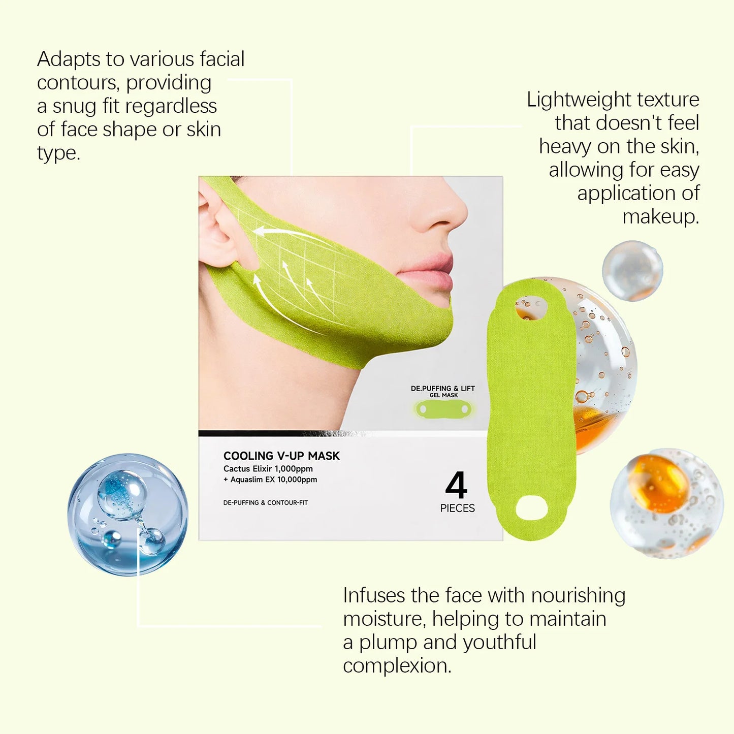 Centella Asiatica Face Lifting Mask Lift Facial Contour Tighten Skin Firm Cheek Enhance Firmness Easy Apply Face Shaping Bandage Peaceful Pleasures Health and Wellness