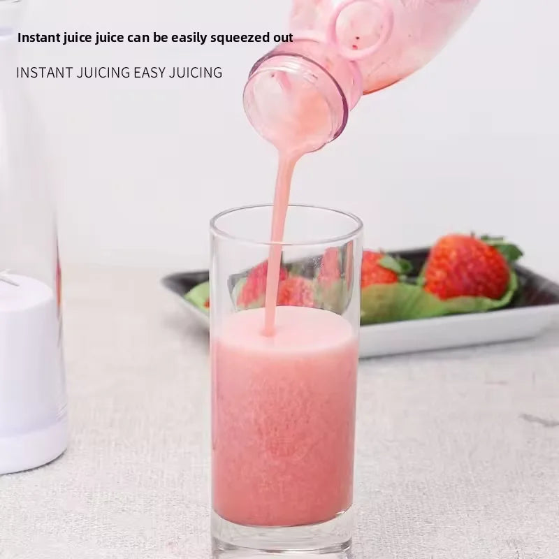 420ml Electric Juicer Mini Wine Bottle Blender Fruit Mixers 6 Blades Charging Juicer Cup Small Household Portable Juicer Blender Peaceful Pleasures Health and Wellness