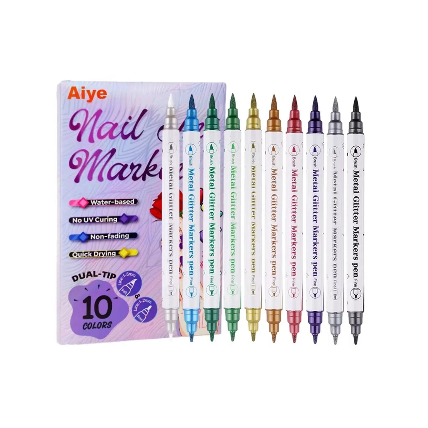 10-Piece Nail Art Pens Set – Waterproof Acrylic Drawing Liner Peaceful Pleasures Health and Wellness 1 Set