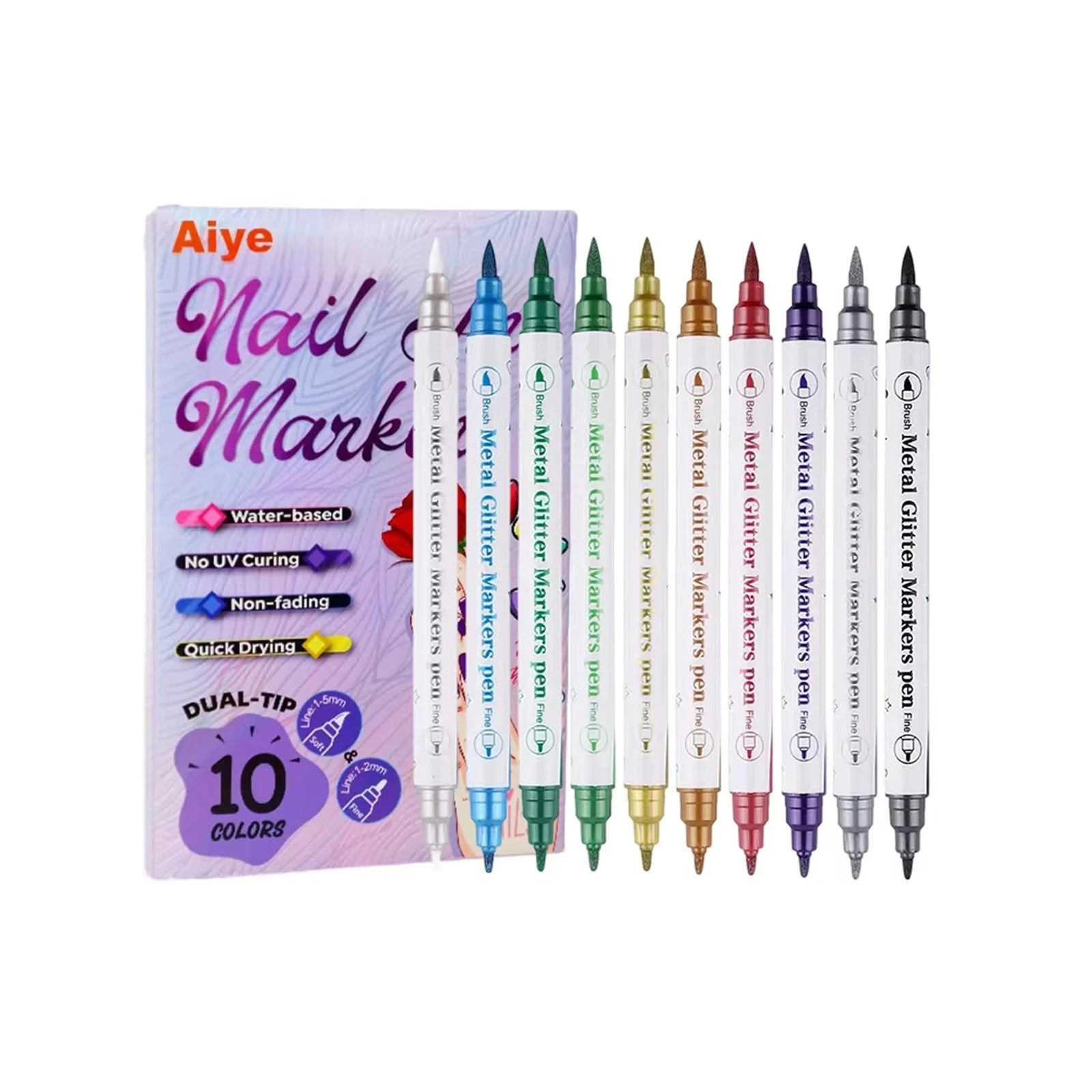 10-Piece Nail Art Pens Set – Waterproof Acrylic Drawing Liner Peaceful Pleasures Health and Wellness 1 Set
