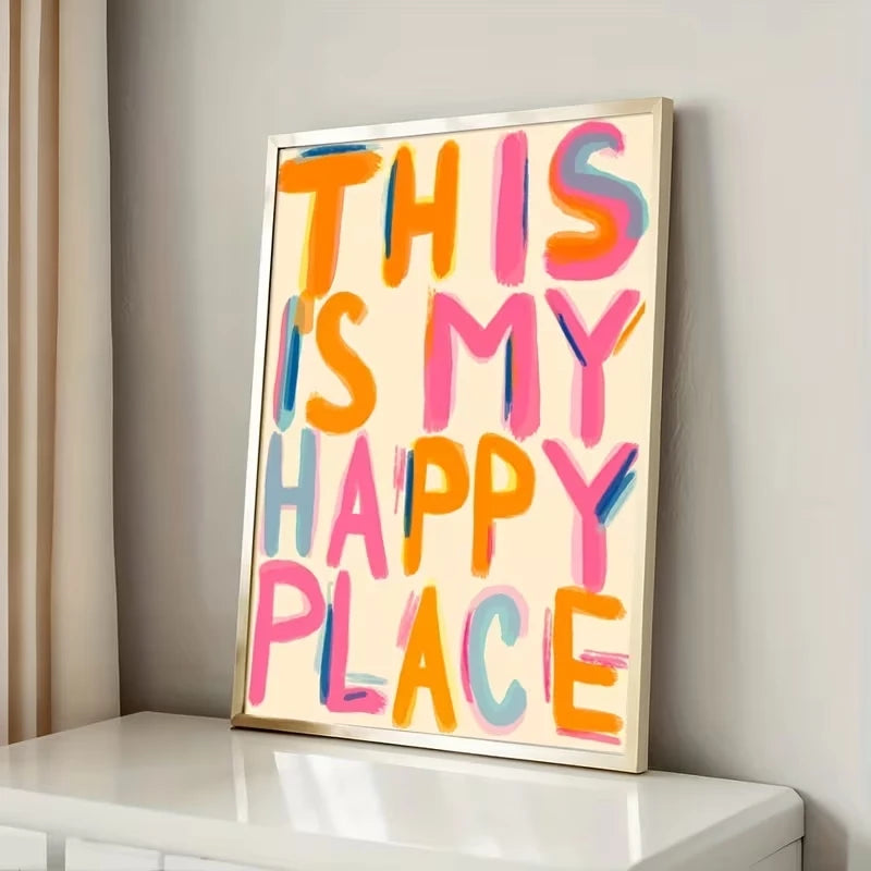 Modern This Is My Happy Place Quotes Wall Art Print Canvas Painting Poster Picture For Bedroom And Living Room Home Decor Peaceful Pleasures Health and Wellness