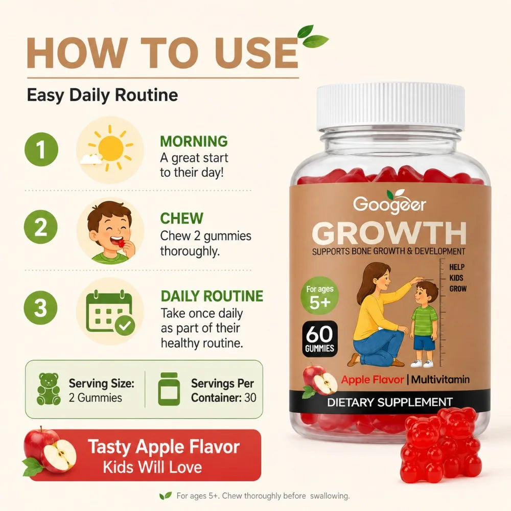 Kids Calcium D3 K Apple Gummies – 60ct Multivitamin for Children