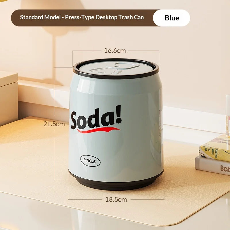 Creative Shaped Push Type Plastic Large Multifunctional Trash Can with Durable Lid for Home Bathroom Living Room Peaceful Pleasures Health and Wellness S Blue B