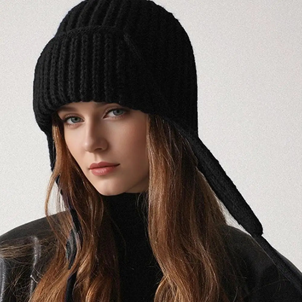 Women's Knit Trapper Ushanka Hat with Ear Flaps | Winter Beanie