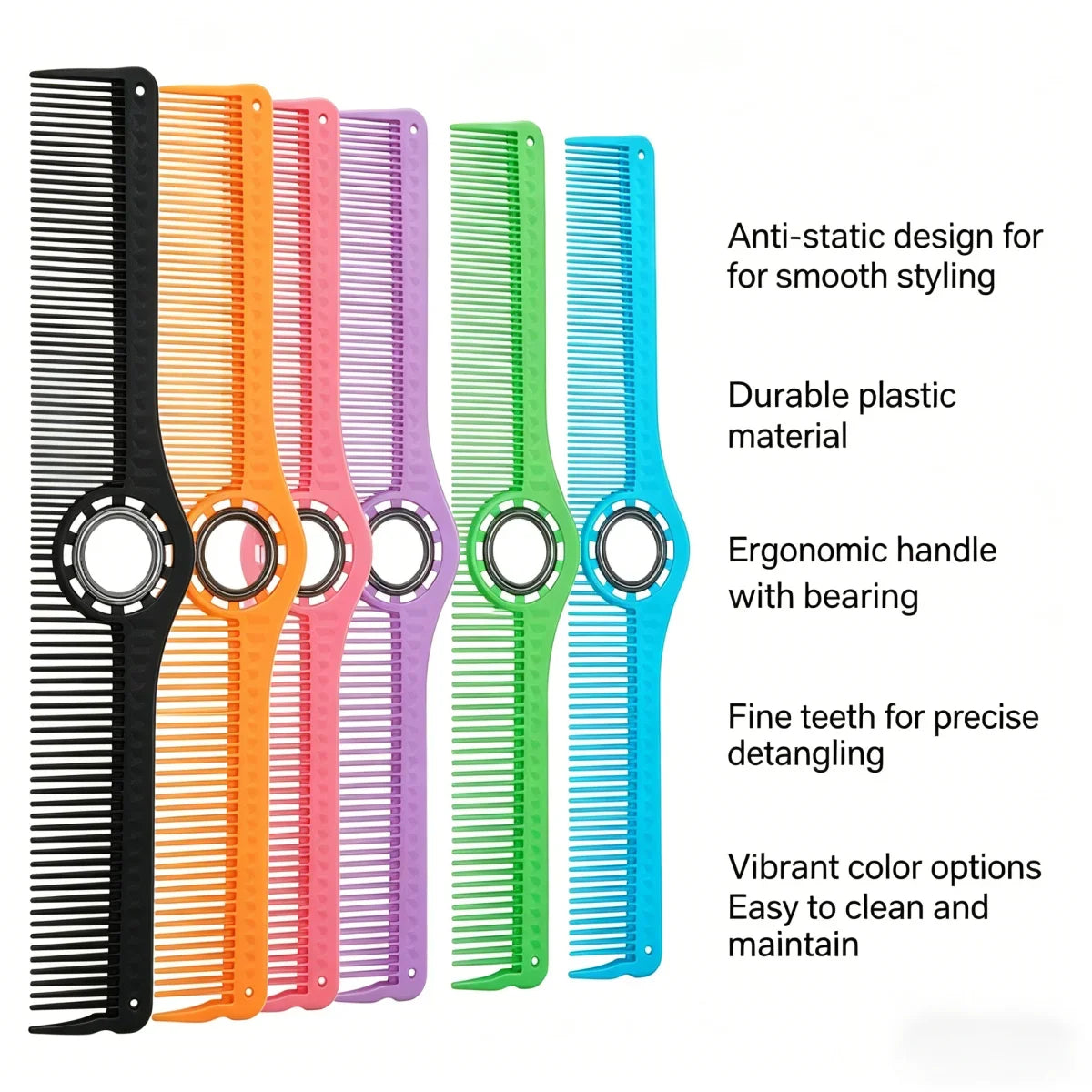 Professional Detangling Hair Comb with Metal Ring | Salon Tool