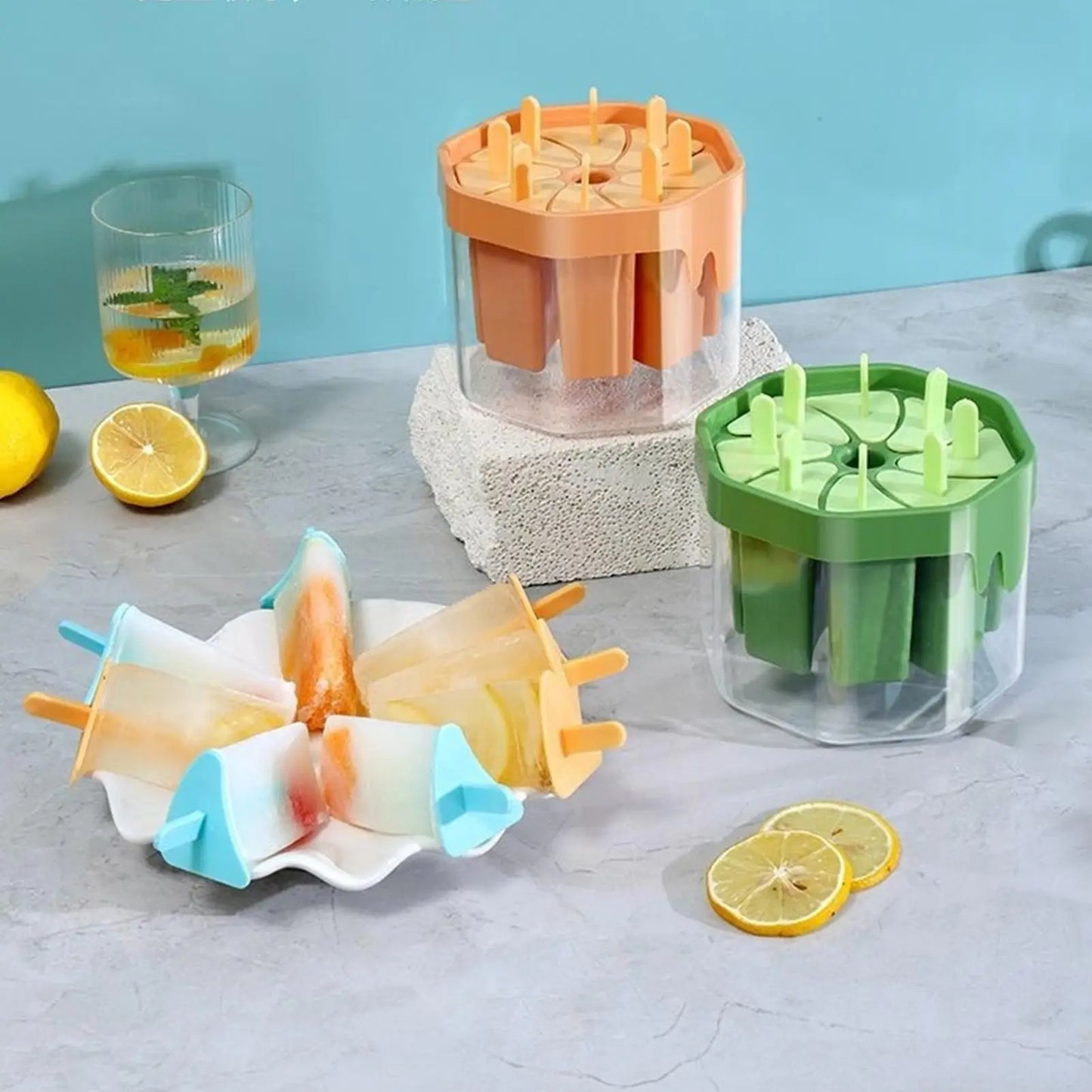 Ice Pop Molds 8-Cavity Reusable Non-Stick Easy Release Popsicles Maker For Summer Home Freezer, Juice Milk Fruit DIY Peaceful Pleasures Health and Wellness