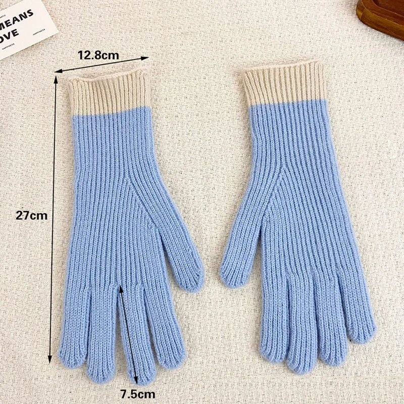 Unisex Knit Touch Screen Winter Gloves – Warm Patchwork Style