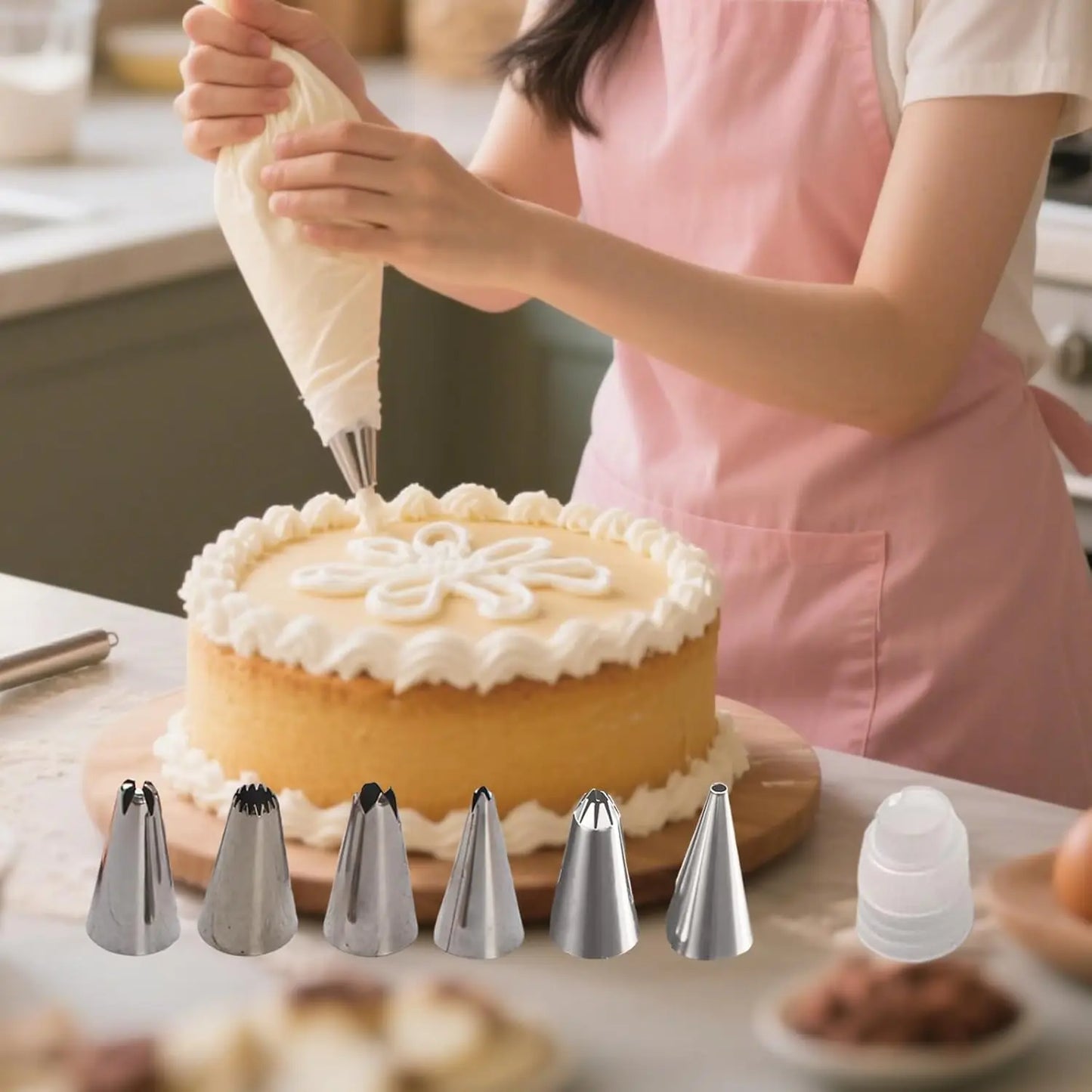 7-Piece Stainless Steel Piping Tips Set | Flower Nozzles for Baking