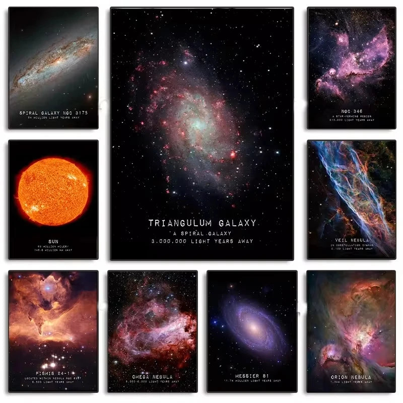 Butterfly Nebula The Andromeda Galaxy Veil Nebula Cosmos Learning Poster Canvas Painting Wall Art Picture for Room Home Decor Peaceful Pleasures Health and Wellness