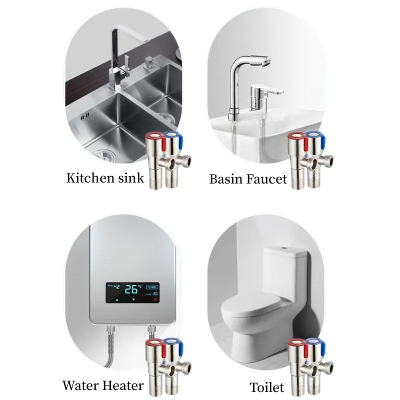 Stainless Steel 1/2" Triangle Stop Valve – Hot & Cold Water