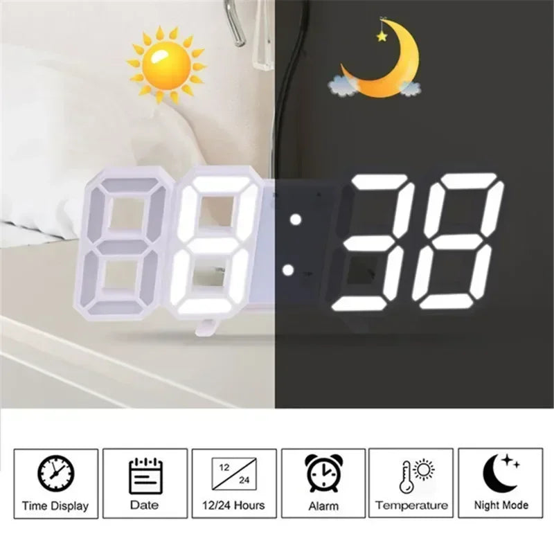 LED Digital Wall Clock – Alarm, Temp & Date | Modern Decor LED Wall Clock Peaceful Pleasures Health and Wellness