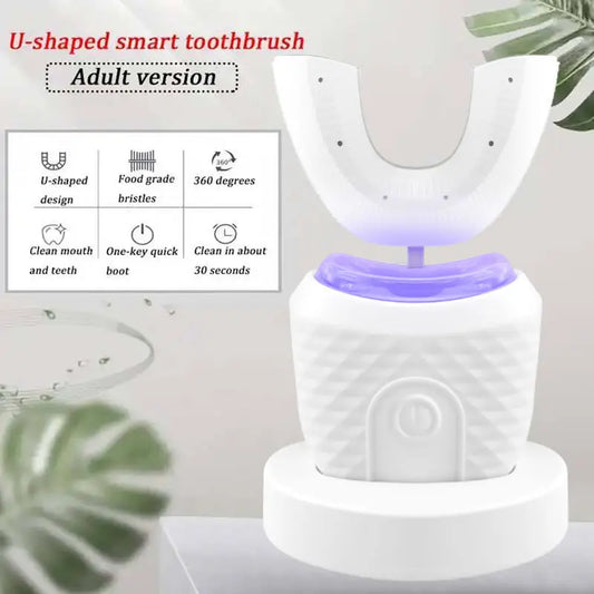U-shaped ultrasonic IPX7 waterproof wireless electric toothbrush, featuring teeth whitening and deep cleaning functions Peaceful Pleasures Health and Wellness