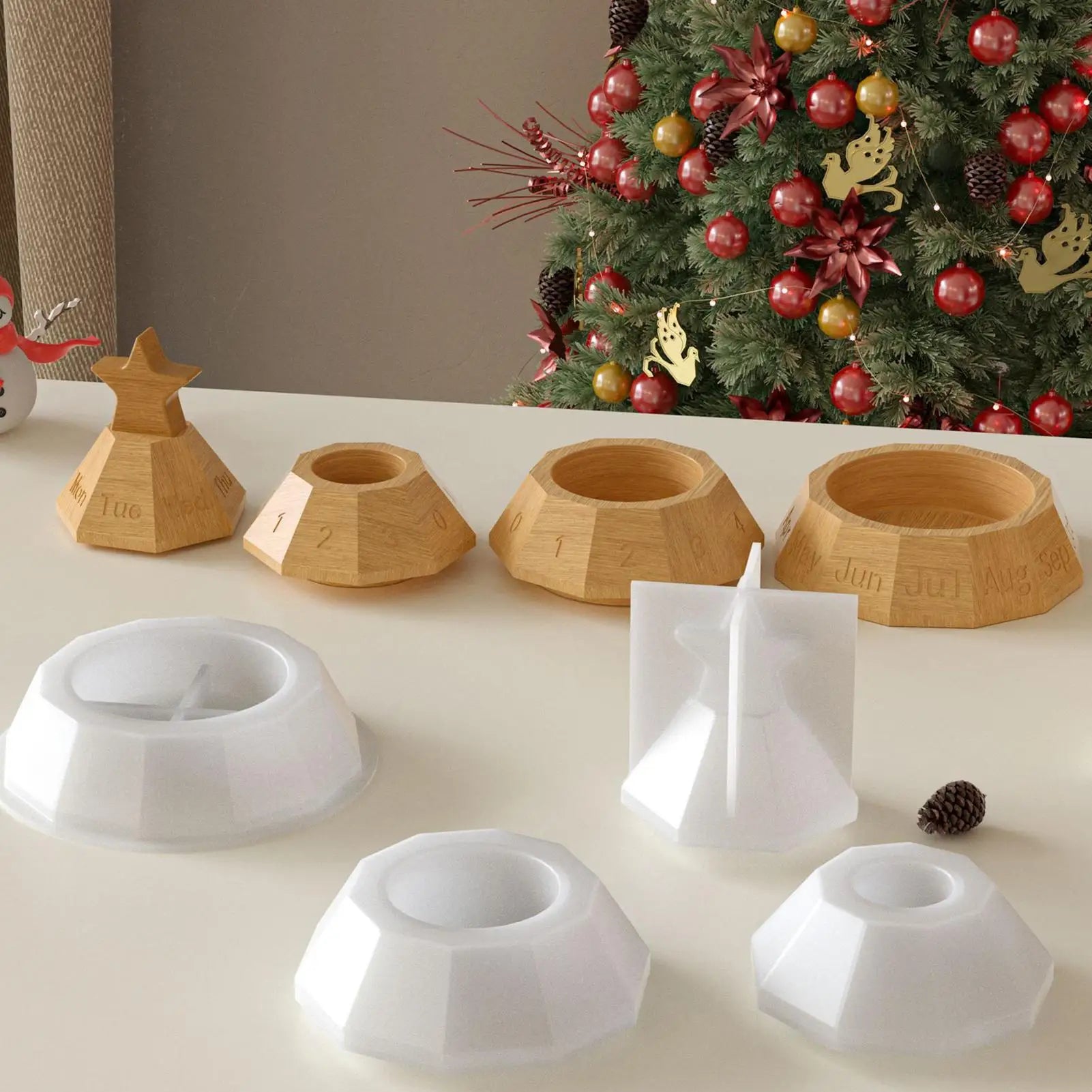 Silicone Crafting Mold Reusable Easy Release Silicone Mold For Christmas Tree Perpetual Calendar For Concrete Plaster Clay Peaceful Pleasures Health and Wellness